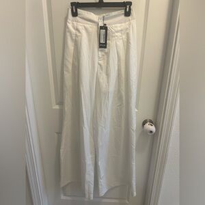 Nasty Gal Crisp White Trousers High Waist Pants Size 6 Wide Leg
